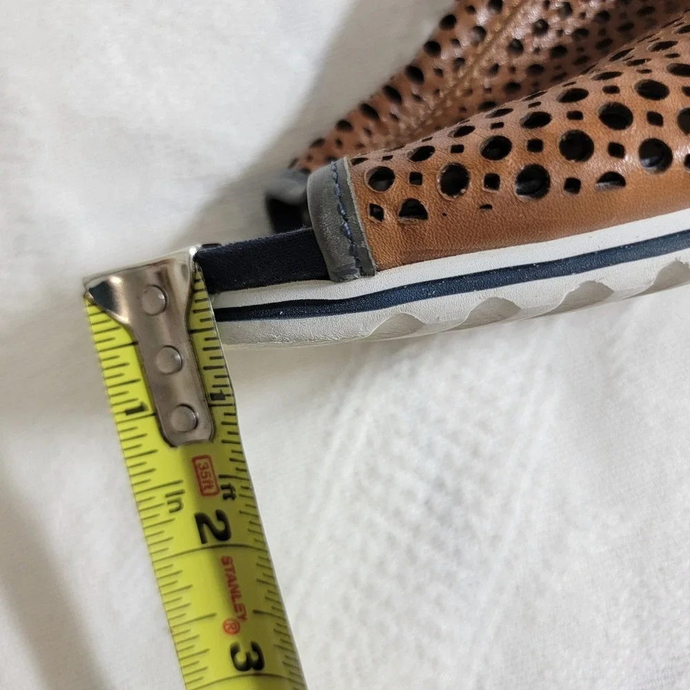Pikolinos Bali Wedge Sandals Brown Blue Perforated Leather Peep Toe EU 41‎ US 10